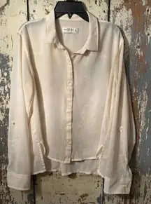 Abercrombie and Fitch Sheer long-sleeve button up blouse, womens size Medium