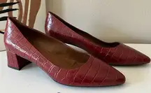 Aquatalia Pasha Croc‎ Embossed Pointed Toe Pump Red Size 12