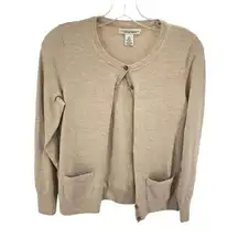 Banana Republic Womens Cardigan Sweater Button Up Wool Blend Stretch Beige Small