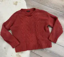 Burnt Orange Chenille Pullover Cable knit Sweater