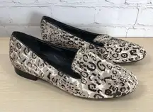 Chico's  Womens Flats 8 Leather Calf Hair Leopard Animal Print Dress Shoes Loafers