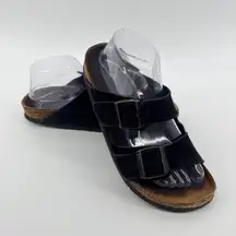 Birkenstock Arizona‎ Black Suede Leather Two Strap Buckle Sandals Womens Size 40