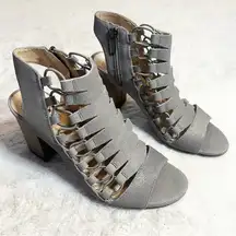 Vince Camuto Silver Gray Caged Gladiator Heeled Sandals Size 7