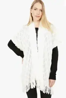 Love‎ Token Ivory Knit Tiffany Cardigan with Rabbit fur trimming / One Size/$174