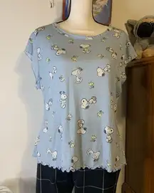 Peanuts Blue Snoopy Woodstock Pajama Shirt