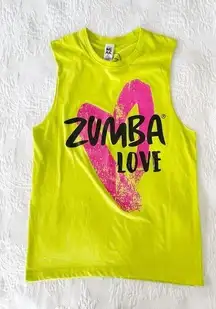 Zumba® Love Muscle Tank Top Zumba Yellow and Pink Instructor Tee Shirt XS S