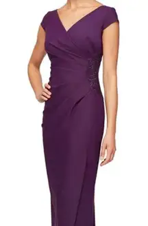 Alex Evenings NWT Cap Sleeve Compression Dress with Cap Sleeves & Embellished Hip Detail - 14