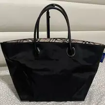 Burberry London Blue Label Black Nylon Hand Bag