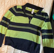 Vintage  Striped Quarterneck Sweater - Size XL