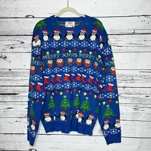 Daisysboutique Size XL Merry Xmas Penguin Owl Christmas Sweater Top