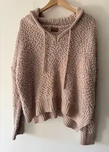 POL Brown Popcorn Texture Sherpa Chunky Knit Brown Hoodie