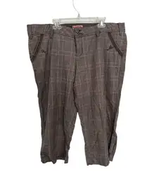Nobo 2000's Plaid Brown Capris Juniors 17 Prep Punk Fashion 100% Cotton
