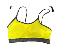 Zyia  Active Neon Yellow Black Activewear Sports Bra Women's Size Large L