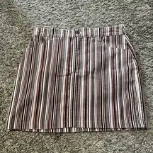 Forever 21 Womens Miniskirt Medium Burgundy/Ivory Stripe Corduroy Mini Skirt Y2K
