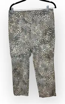 Chico’s Neutral Leopard Print Ankle Pants Rockabilly Retro Mod Style 10