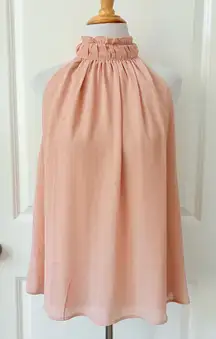 H&M Blush Halter Ruffle Neck Blouse Sm