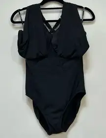 Miraclesuit One Piece Swimsuit Black Shaping Slimming Tummy Control Size 12