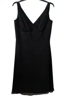 W by WTOO Size 15 Black VNeck Evening Casual MIDI Sleeveless Silhouette Dress