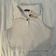 High Neck Collared Crop Top