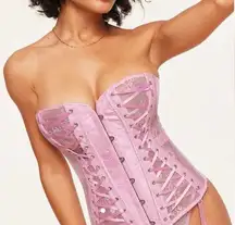 Adore Me Nikita Unlined Pink Lace Corset without the panty