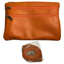 Scuola del Cuoio Firenze Orange Leather Clutch Convertible Shoulder Bag