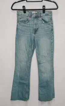 Zara‎ | Blue Flare Jeans Raw Hem Boot Cut 6