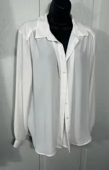 H&M Women’s White Button Down Long Sleeve Top Size Large EUC