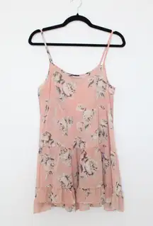 Sheer Tiered Mini Dress in Pink Floral