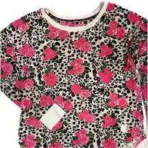 Betsey Johnson leopard & roses lightweight pullover sweater, EUC size S