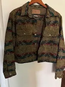 BBJ Los Angeles-Aztec Jacquard Patterned Crop Pendleton Jacket Size M