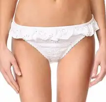 Kate Spade White Eyelet Lace Ruffle Hem Bikini Bottom