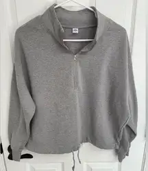 Old Navy  Gray Cropped Draw String Quarter Zip Sweatshirt Women’s Size S