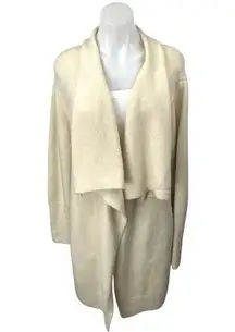 Flawless Cream Knit Draped Open Front Long Sleeve Cardigan Sweater Jacket XS/S