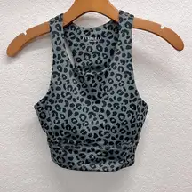 Anthropologie All Fenix Cheetah Print Sports Bra S Gray & Black