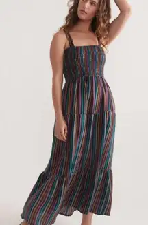 Marine Layer Selene Maxi Dress Sleeveless Stripe Navy Blue Multicolor Sz M $148