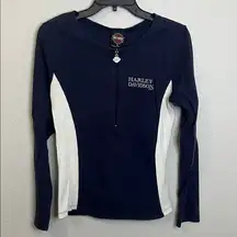 Harley Davidson Quarter Zip Size XL Blue/White *Fair/Good Condition