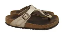 Birkenstock Gizeh Women Size 8 EU 39 Tan Leather Thong Sandals Regular Width