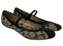 Coach  Shoes Womens 7.5 Judey Signature Mary Jane Driving Ballet Flats Brown