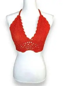 Orange Crochet boho Crop top