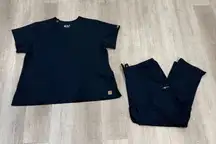 Carhartt Modern Fit Navy Blue Scrub Top & Bottom Set - Size 3X