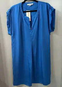 NWT Gerard Darel Shift Dress US Size 6 Royal Blue Short Sleeve Split V Pullover