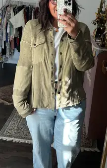 POL‎ waffle knit button down shirt Olive green SIZE LARGE outdoor granola girl