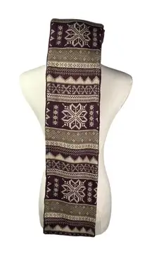 MUK LUKS Knit Infinity Scarf Snowflake Patterned Purple Taupe Winter‎ Warmer