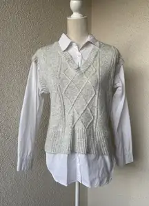 Collared shirt and sweater vest 
