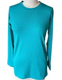 ZIYA Activewear Teal Green Mesh Long Sleeve Ventilated Fitness Top Ladies LARGE