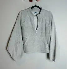 Old Navy grey terry cropped zip up pullover