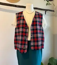 Handmade Cotton Flannel Sheep Buttons Water Tower Patchwork Vest Size M/L