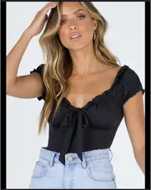Princess Polly shirt off shoulder tie bodysuit black