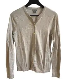 Eddie Bauer Women's Beige Crew Neck Button Front Cardigan Sweater Size Small