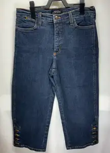 NYDJ Blue Capris with‎ Button Details